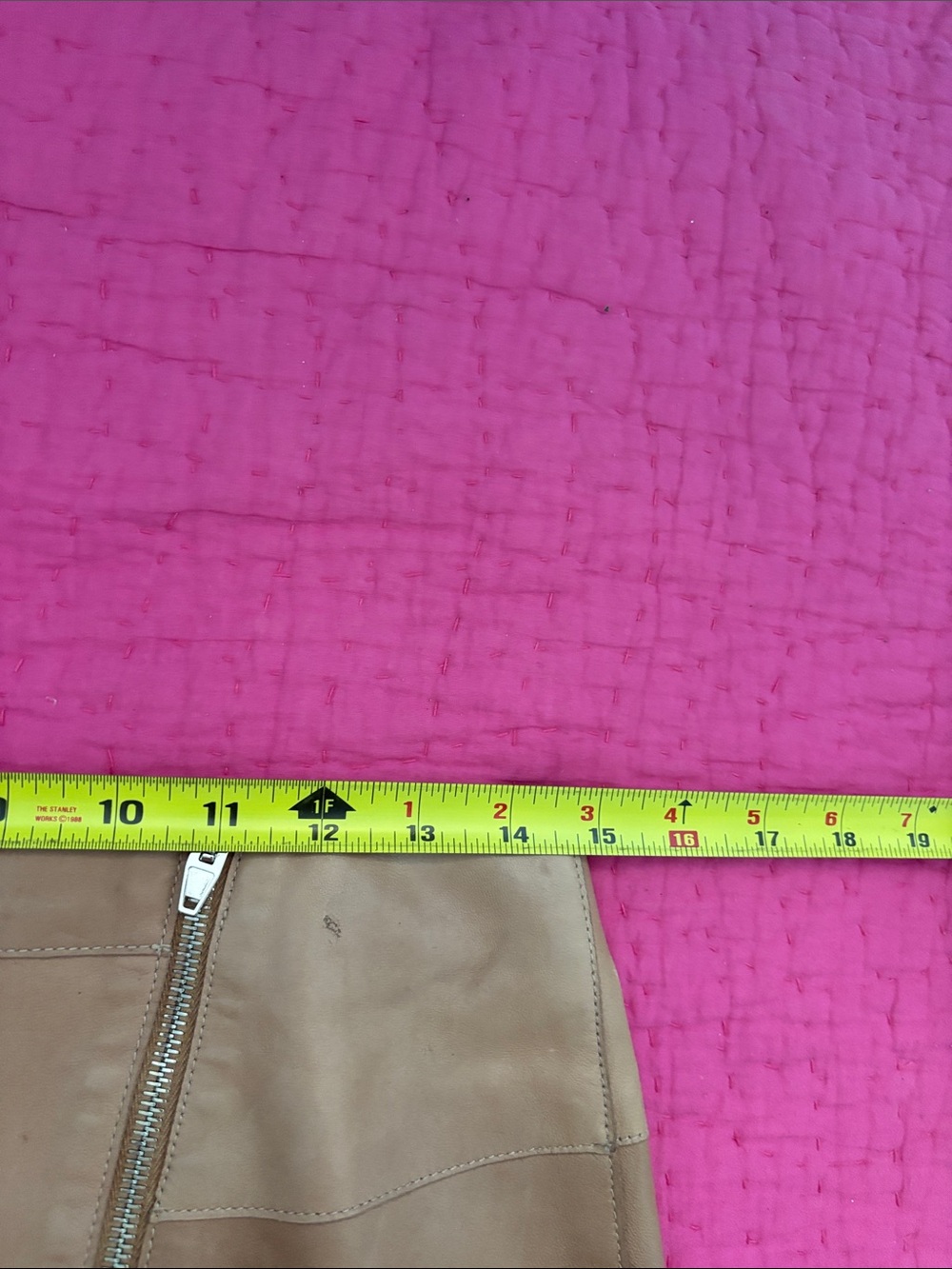 Alexander Wang Tan genuine Leather Pencil Skirt with Asymmetrical Zip, US6 - Picture 6 of 9